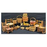Vintage Hand Woven Miniature Baskets and Chairs