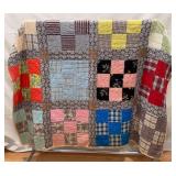 Vintage Hand Stitched 9 Patch Quilt
