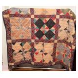 Antique Handmade Patchwork Quilt , Stains