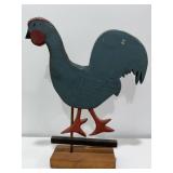 Handcrafted Painted Wooden Chicken Sculpture
