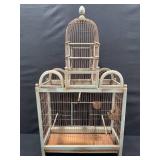 Antique Wood and Wire Ornamental Domed Bird Cage