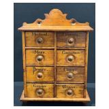 Antique Wooden 8 Drawer Spice Cabinet