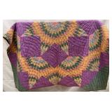Antique Handmade Multi-Color Star Patchwork Quilt