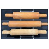 3 Antique Primitive Solid Wood Rolling Pins