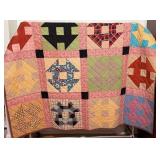 Antique Handmade Patchwork Quilt Churn Dash Design
