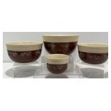 1940s Oxford Stoneware Mixing Bowls, Snowflower