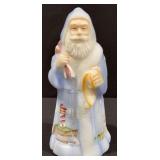 Hand Painted Fenton Glass Blue Santa Holding List