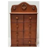 Antique Primitive 8 Drawer Hanging Spice Cabinet