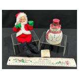 Vintage Annalee Santa, Snowman Pottery Bell