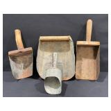 Antique Primitive Grain Scoops, Feed Scoops