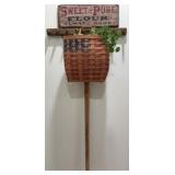 Primitve Wood & Metal Hay Rake, Woven Basket, More