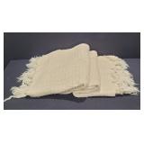 Hand Woven White Crochet Throw Blanket
