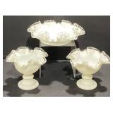 Fenton Opalescent Glass Ruffled Bowls