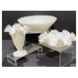 Fenton Opalescent Ruffled Edge Bowls & Vase