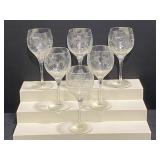 Vintage Etched Glass Wine Goblets