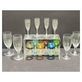 Vintage Colored Snifter Glasses & More