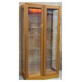 Oak Display Cabinet With Glass Shelves