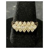 14K Gold Ring With Diamond Cluster, 3.32G