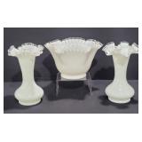 Fenton Silver Crest Vases & Bowl