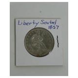 1857 Liberty Seated Silver Half Dollar