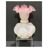 Vintage Fenton Rosaline Vase Ruffled Edge