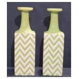 Decorative Green Chevron Ceramic Vases