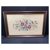 Vintage Framed Floral Needlepoint