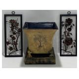 Decorative Planter With Metal Wall Decor