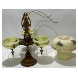 Art Deco Gill Glass Three Arm Chandelier