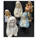 Vintage Ceramic Praying Madonna Planters
