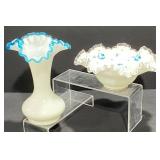 Fenton Ruffled Top Vase & Bowl