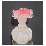 Fenton Silver Crest & Pink Ruffled Rim Vase