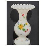 Vintage Consolidated Glass Painted Ruffled Vase