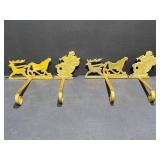 Brass Santa and Sleigh Stocking Holders