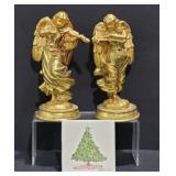 Gold Tone Angel Figurines, Christmas Decor