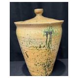Handmade Lidded Ceramic Jar with Green Glaze