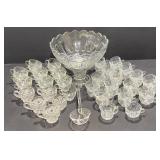 Glass Punch Bowl Set with Cups and Ladle