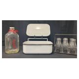 Byrne Dairy Glass Bottle, Enamel Pan & More