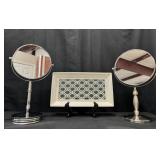 Two Vanity Mirrors and Decorative Panel
