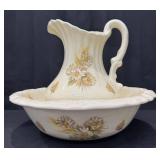 Vintage Ceramic Pitcher & Basin, Sunflowers