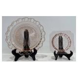 Vintage Pink Depression Glass Plate, Ashtray