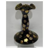 Fenton Gold Leaf Ruffled Vase