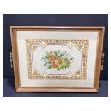 Vintage Needlepoint Floral Design Serving Tray