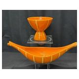 1950s Hull Gondola Shaped Dish, Persimmon Bowl