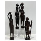 Vintage Hand-Carved Wooden Figures, Tribal