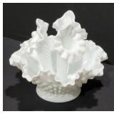 Vintage Fenton Hobnail 3 Horn Flower Epergne