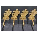 Vintage Brass Santa Sleigh Stocking Holders