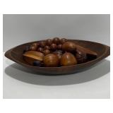 Mid Century Modern Carved Bowl With Monkey Fruit