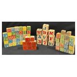 Vintage Multicolored Wooden Alphabet Blocks