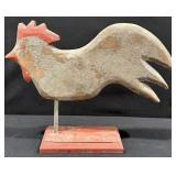 Primitve Folk Art Wooden Rooster Figure on Base